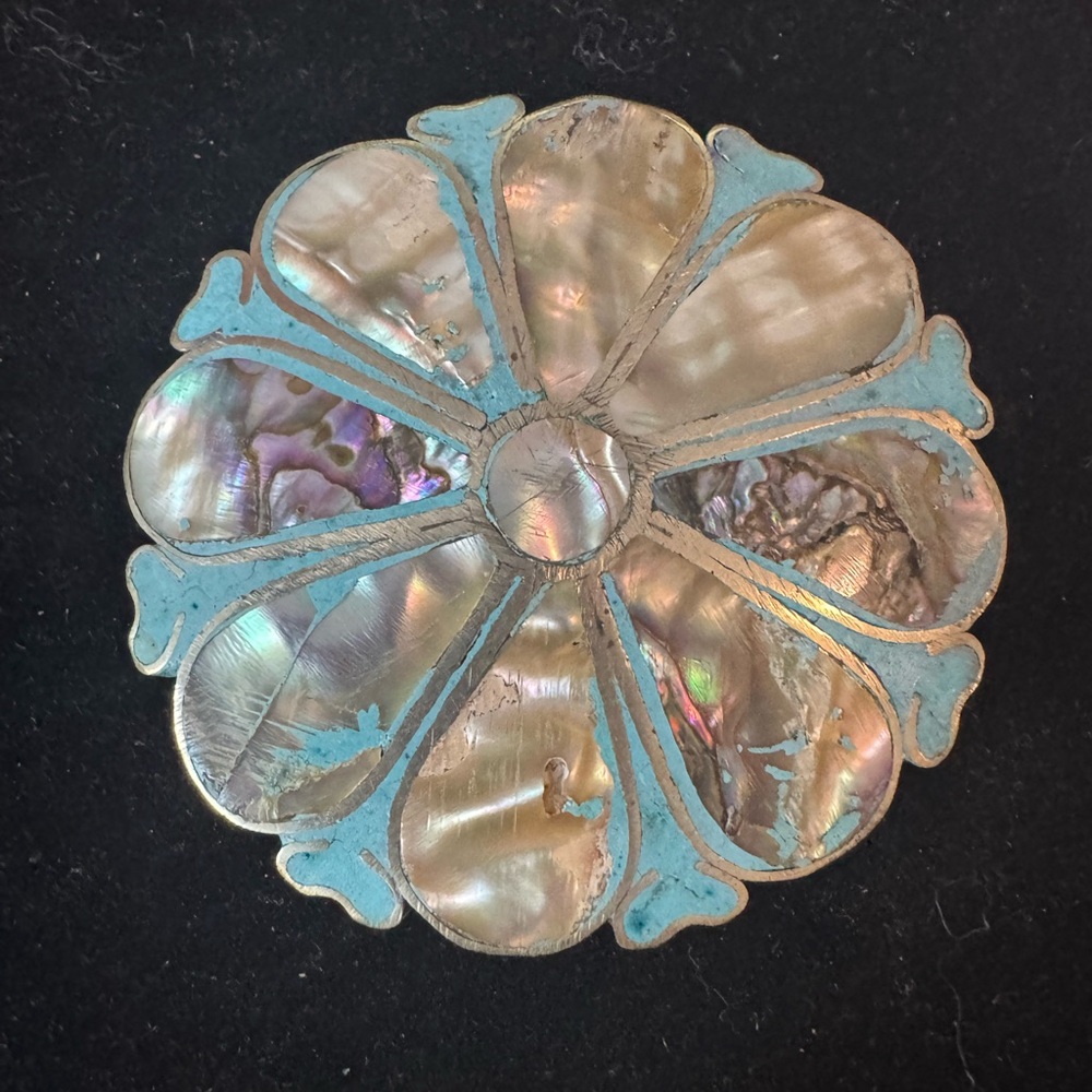 Large Mexican Sterling Abalone Pendant an/or Brooch - Picture 2 of 4